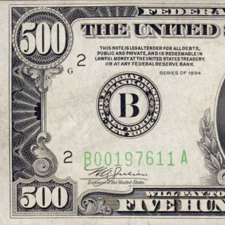 Au,  1934 $500 York Five Hundred Dollar Bill 1000 Fr.  2201b 197611a