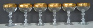 Tiffin Westchester Gold Encrusted Champagne Goblets (six)