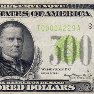Trophy Note Lgs 1934 $500 Minneapolis Five Hundred Dollar Bill Fr.  2201 0004229a