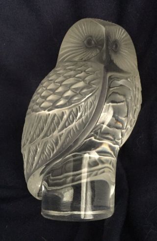 Lalique Crystal Chouette Owl Paperweight Signed On Bottom