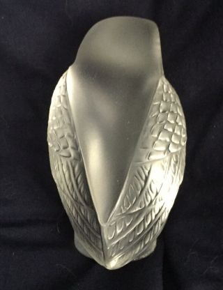 Lalique Crystal Chouette Owl Paperweight Signed on Bottom 2