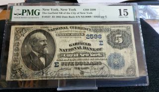 1882 $5 Date Back Hamilton National Bank Note York Pmg 15