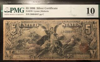 Ac Fr 268 1896 $5 Silver Certificate Pmg 12.  Educational