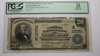 $20 1902 Frankfort York Ny National Currency Bank Note Bill 10351 Pcgs Fine