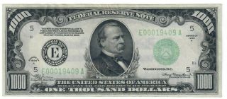 1934 A $1000 Federal Reserve Note Richmond,  Va