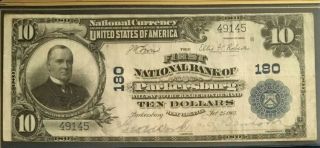 Series 1902 $10 National Bank Note Firstnationalbank Of Parkersburg Wv,  No Date