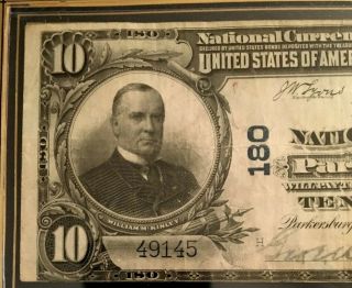 SERIES 1902 $10 NATIONAL BANK NOTE FIRSTNATIONALBANK OF PARKERSBURG WV,  NO DATE 2