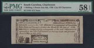 Sc - 197 Pmg Au58 Epq 1s3d July 6,  1789 South Carolina Colonial Currency