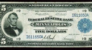 Fr.  799 $5 1918 ( (minneapolis))  Federal Reserve National Currency