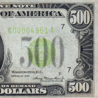 Great Note Lgs 1934 $500 Chicago Five Hundred Dollar Bill 1000 Fr.  2201g 004961a