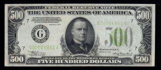 Great Note LGS 1934 $500 CHICAGO FIVE HUNDRED DOLLAR BILL 1000 Fr.  2201G 004961A 2