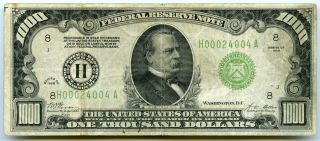 1928 $1,  000 Federal Reserve Note St.  Louis District - F,  W/ Light Stain