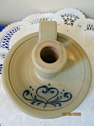 MAPLE CITY POTTERY HAND MADE STONEWARE FINGER CANDLE HOLDER - HEART DESIGN 2