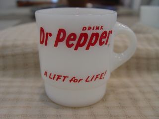 Fire - King Dr Pepper Soda A Lift For Life Milk Glass Advertising Coffee Mug