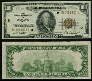 Fr.  1890 D $100 1929 Federal Reserve Bank Note Cleveland Xf