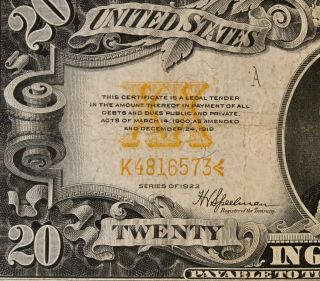 $20 1922 Large Gold Certificate Washington K4816573 Twenty Dollar