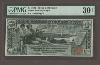 1896 $1 Silver Certification Educational Note Fr 224 S/n 14884046 Pmg 30 Vg