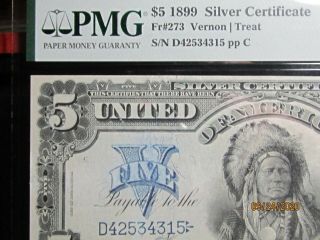 THE CHIEF 1899 $5 SILVER CERTIFICATE PMG 30 VERY FINE Fr 273 ALWAYS WANTED 3