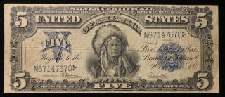 1899 $5 Silver Certificate - Fr 281 - Large Size Chief - Solid Example - Ca461