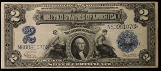 1899 $2 Silver Certificate - Fr 258m - Large Size Mule Example - Ca460