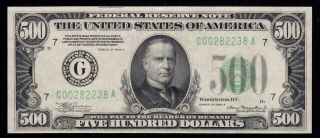AU 1934A CHICAGO $500 FIVE HUNDRED DOLLAR BILL Fr2202 1000 G00282238A 2