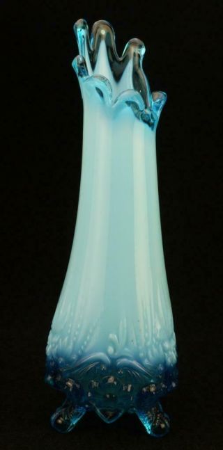 Blue Opalescent Piasa Bird Footed Vase Sowerby,  Dugan Or Duncan Miller Usa Kc457