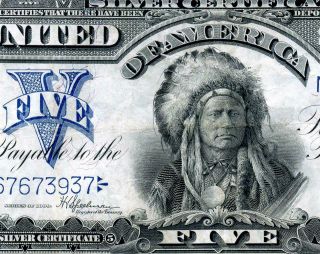 Hgr Sunday 1899 $5 Indian Chief ( (example))  Lightly Circulated