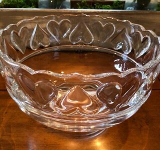 Tiffany & Co.  Vintage Crystal " Ring Of Hearts " Bowl - Pristine