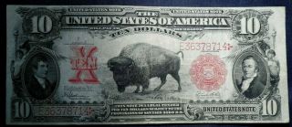 1901 Ten Dollar $10 Us Note - Bison Note - Note