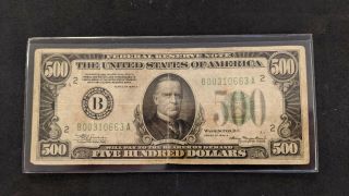 1934a $500 Federal Reserve Note.  Very Fine.  York.  B00310663.