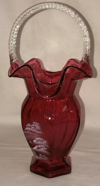 Fenton MARY GREGORY GIRL W/HAT CRANBERRY 11 