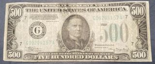 1934 A $500 Chicago Five Hundred Dollar Bill Fr.  2202 1000 G00204157a