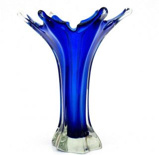 1950s Supreme Murano Art Glass Glowing Uranium Royal Majesty Multi Wing Vase