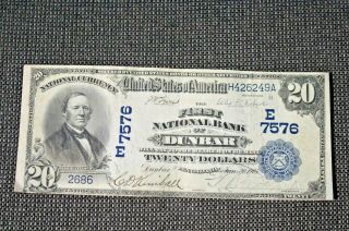 1902 Date Back $20 National Bank Note Dunbar Pa Charter 7576 1902 - 1908 Twenty
