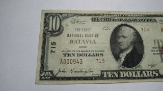 $10 1929 Batavia Ohio OH National Currency Bank Note Bill Ch.  715 VF 2