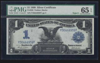 Us 1899 $1 Black Eagle Silver Certificate Fr 233 Pmg 65 Epq Gem Cu (- 959)