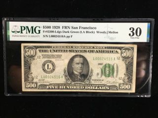 1928 $500 Banknote Frn San Francisco Pmg Very Fine 30 Fr 2200 (002)
