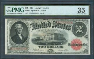 $2 Legal Tender Series 1917,  Pmg Choice Very Fine 35