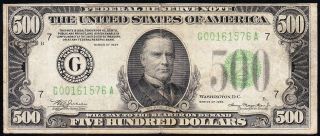 1934 $500 Chicago Federal Reserve Note G00161576A 2