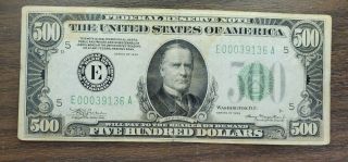 Series 1934 500.  00 Federal Reserve Note.  Fine - Very Fine