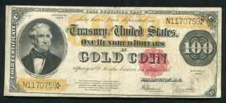 Fr.  1215 1922 $100 One Hundred Dollars Gold Certificate Currency Note Vf (b)