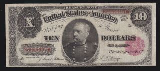 Us 1891 $10 Treasury Note Plain Back Fr 370 F - Vf (497)