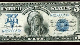 $5 1899 : Indian Chief : Silver Certificate More Paper Currency For.