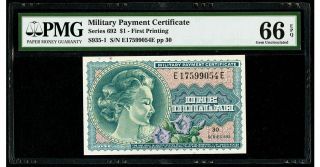 $1 Series 692 First Printing Military Payment Certificate Pmg 66 Epq Gem Unc