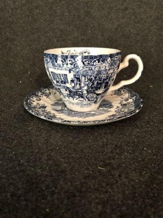 Johnson Brothers Coaching Scenes Cup And Saucer Blue England