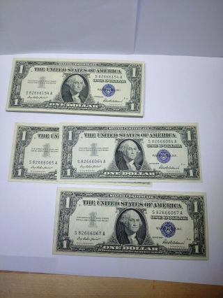 83 Total Consecutive 1957 $1 Silver Certificates Blue Seal Notes