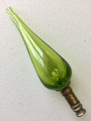 Vintage Blenko Glass Lamp Finial Only Olive Green 6 - 1/2 " Tall