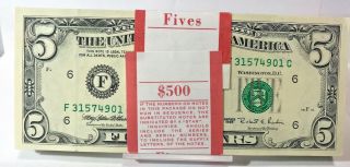 1995 $5 Federal Reserve $500 Fv 100 Note Consecutive Pack Crisp Unc - - Atlanta F - C