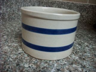 Robinson Ransbottom Low Jar 1 Pt Blue Stripe Roseville Ohio Pottery Crock