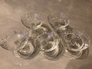 5 Waterford Crystal Lismore Tall Champagne Sherbet Stems Glasses 4 1/8 In Tall